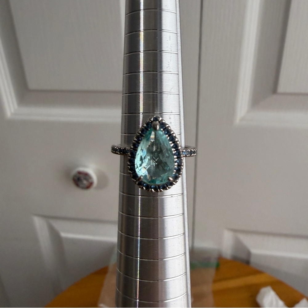 RBP Ring Bomb Party blue aqua teardrop pear shaped ring size 7